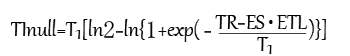 TInull = T1[ln2-ln{1+exp(-(TR-ES・ETL)/T1)}]